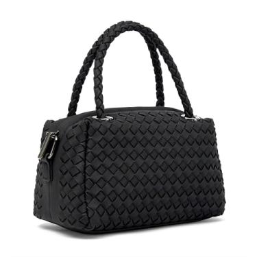 Imagem de NEWBELLA Bolsa feminina de tecido transversal - Bolsa pequena de couro vegano com alça removível, bolsa de tecido para itens essenciais do dia a dia, Preto, Small