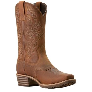Imagem de Ariat Bota cowboy masculina híbrida Roughstock bico quadrado impermeável Western, Marrom ocidental, 39