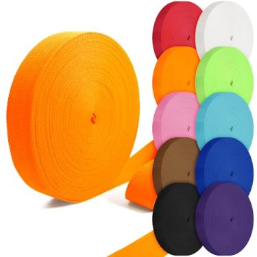 Imagem de Grosun Correias de algodão 2,5 cm, 3,8 cm, 5 cm, 5,08 cm, tiras de lona para bolsas, 10 60 cm, 3,3 metros (laranja, 2,5 cm x 50 jardas)