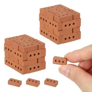 Imagem de PATIKIL Miniature Bricks, 50 Pcs 1:16 Scale Mini Red Tiles Clay Roof Miniature Brick Dollhouse Roofing DIY Craft Accessories Building Supplies for Fake House Model Garden