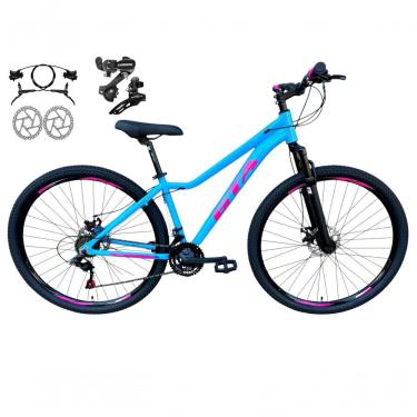 Imagem de Bicicleta Aro 29 Gta Start Feminina Câmbios Shimano Freio Hidráulico 21v Mtb Alumínio Azul-rosa Tam: 15