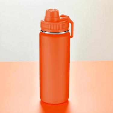 Imagem de Garrafa Térmica Parede Dupla 570ml com Alça e Bico – Isolamento Térmico, Portátil e Resistente – Laranja