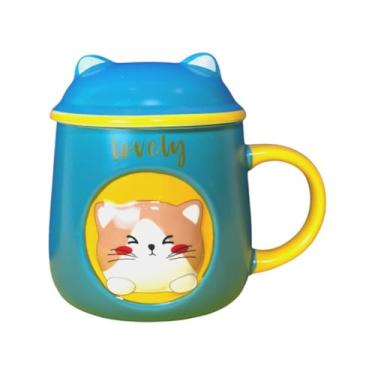 Imagem de Caneca Gatinho 3D de Porcelana com Tampa e Colher Inclusa