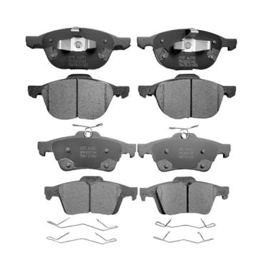 Imagem de PM Auto Substituição de pastilhas de freio dianteiras traseiras para Ford C-Max 2013-2018, Ford Escape 2013-2016, Ford Focus 2012-2018, conjunto de 8 pastilhas de freio de cerâmica