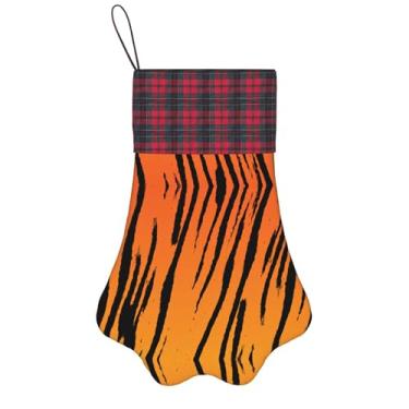 Imagem de Meias de Natal com estampa de listras de tigre, animais de estimação, decoração de Natal, cães, gatos, árvores, doces, presente conveniente