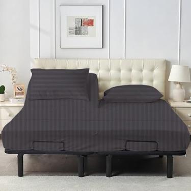 Imagem de Jogo de cama king size California com divisão superior para cama ajustável de cabeça dividida, divisão de 86 cm na parte superior, 4 peças, conjunto de lençóis 100% algodão egípcio 800 fios, cabe até