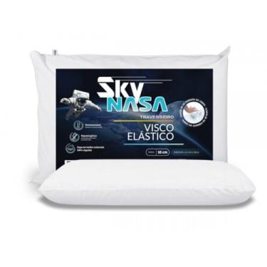 Imagem de Travesseiro Viscoelástico com Capa Super Plush, 100% Algodão, Branco, Hipoalergênico, Termossensível, 42x63x10 cm