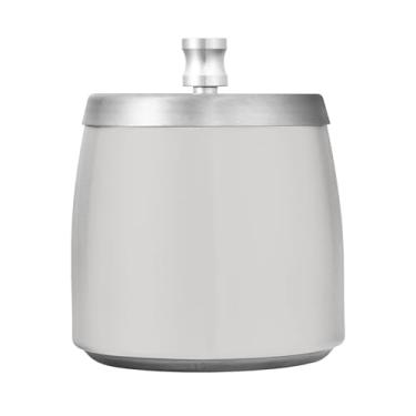 Imagem de Qilmy Cinzeiro de aço inoxidável cinza com tampa - Cinzeiro de cigarro à prova de vento sem cheiro sem fumaça para casa, escritório, carro, pátio, varanda (uso interno e externo)