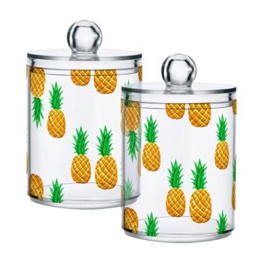 Imagem de Qilmy Suporte de abacaxi Qtip pacote com 2, frascos de boticário de 400 ml, vasilha organizadora de banheiro para cotonetes, bolas de algodão, almofadas de maquiagem, fio dental, sais de banho