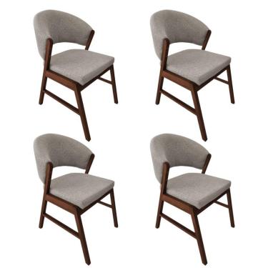 Imagem de Kit 4 Cadeiras De Jantar Madeira Maciça Débora Linho Premium Mel;Bege Linho