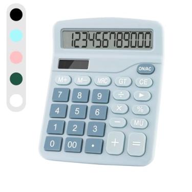 Imagem de Calculadora de mesa de 12 dígitos com tela grande, fácil de usar, calculadora básica de escritório para escritório em casa, escritório, trabalho (azul claro)