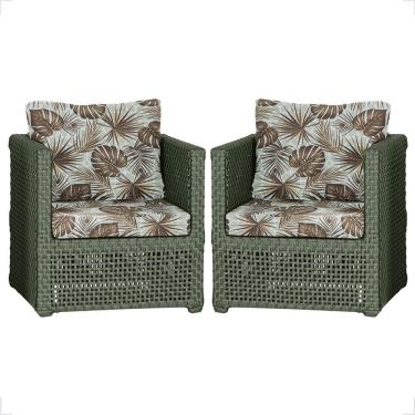 Imagem de 2 Poltronas Madri Alumínio Corda Náutica Estofado 6 Trama Verde