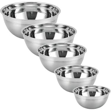 Imagem de Conjunto de 5 Tigelas em Aço Inox para Cozinha | Bowls Empilháveis Multiuso | Tigelas para Preparo de Alimentos, Saladas, Massas e Sobremesas | Fácil de Limpar e Durável – Modelo HW101030