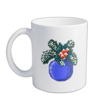 Imagem de Caneca Xícara de Café Porcelana 300ml Print Pixel Art Natal