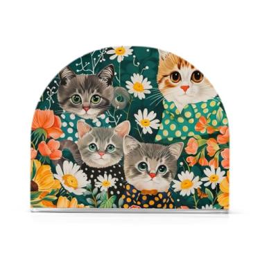 Imagem de Porta-guardanapos de flores de gatos acrílico, porta-guardanapos para mesa, dispensador de guardanapos de restaurante para guardanapos de papel de jantar