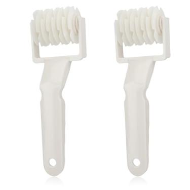 Imagem de 2 peças de cortador de rolo de treliça, rolo de massa de biscoito de pizza, treliça, lâmina de pastelaria, ferramenta para cortador de rolo para torta de biscoito, pão, pastelaria