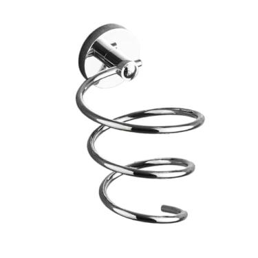 Imagem de Suporte para secador de cabelo de metal montado na parede para casa de banho Suporte de secador de cabelo prático multifuncional para secador de cabelo para banheiro e penteadeira (Si