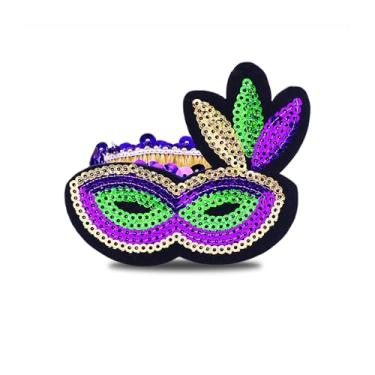 Imagem de Hremhoo Pulseira de carnaval com glitter brilhante chapéu grosso máscara de palhaço pulseiras pulseira de carnaval festa lembrancinha presentes joias acessórios de carnaval para mulheres, Medium