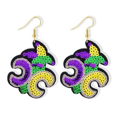 Imagem de Brincos pendentes de carnaval, máscara de palhaço de lantejoulas, brincos de chapéu de palhaço, para mulheres, tema de carnaval, brincos de carnaval, joias de carnaval, presentes para mulheres, Large