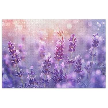 Imagem de Quebra-cabeça roxo com flores de lavanda para adultos, 500 peças, presentes para amantes de quebra-cabeças, decoração de pintura difícil