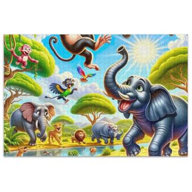 Imagem de Quebra-cabeça de 1000 peças do mundo dos animais dos desenhos animados, divertido, único, quebra-cabeça, presentes, brinquedo de arte