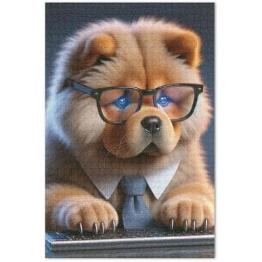 Imagem de Quebra-cabeça de cachorro fofo Chow Chow, 1000 peças, presentes para amantes de quebra-cabeças, quebra-cabeça rígido, animal de desenho animado, 75 x 40 cm