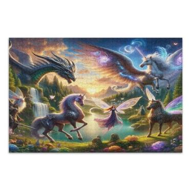 Imagem de Unicórnio Fantasia Floresta Quebra-cabeça 500 peças, quebra-cabeça engraçado, jogos divertidos para adultos