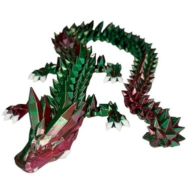 Imagem de 24" Deluxe 3D Printed Crystal Dragon – Flexible Articulating and Large Size at 24 inches (Red Green Metalic Dual Color Gradient)