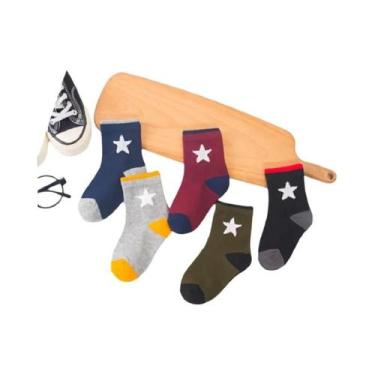 Imagem de Meias De Bebê Em Estilo Cartoon, 5 Pares, Algodão Macio Para Meninos E