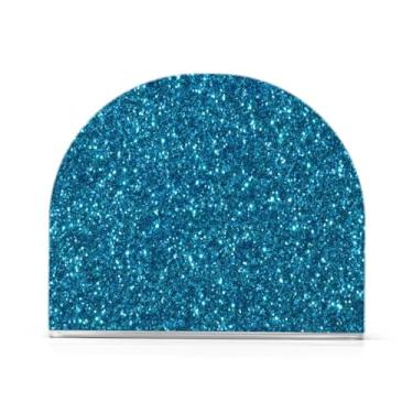 Imagem de Porta-guardanapos acrílico com glitter azul turquesa, porta-guardanapos em forma de U, porta-guardanapos vertical