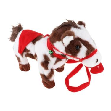 Imagem de simhoa Cavalo de pelúcia elétrico, brinquedo interativo eletrônico, modelo de animal de pelúcia para as festas de fim de ano.