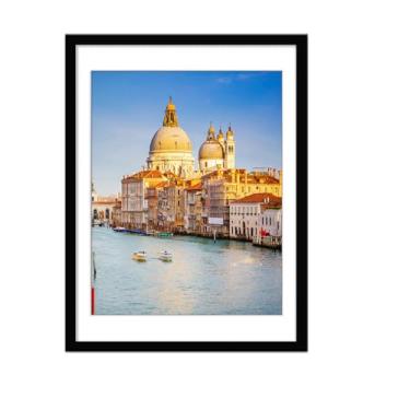 Imagem de wyooxoo Porta-retrato 45,7 x 61,8 cm feito de madeira maciça, preto, para exibição de imagens 40,6 x 50,8 cm com tapete ou 45,7 x 61 cm sem tapete, moldura colorida para montagem horizontal na parede