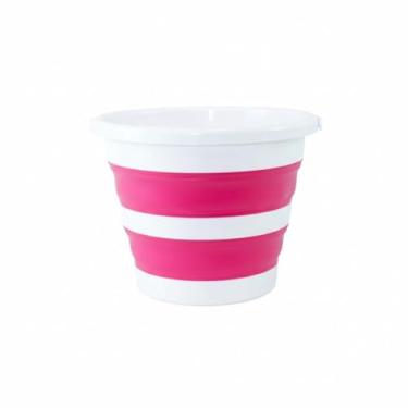 Imagem de Balde Retrátil/Dobrável 12L Branco com Rosa - Nobre