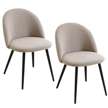 Imagem de RHYII Conjunto de 2 capas de cadeira de jantar modernas de meados do século, com costas curvadas, para sala de jantar, sem braços, para cozinha, escritório, sala de estar, cáqui