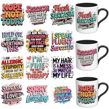 Imagem de XRTHGS 12 peças de citações engraçadas estilo UV DTF Cup Wrap UV DTF adesivos adequados para canecas, óculos, cadernos, computadores, mesas e cadeiras, etc. para criatividade DIY, papel de