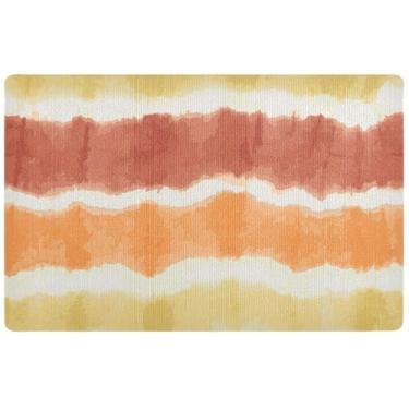 Imagem de Capacho personalizado laranja amarelo listrado tie dye bonito tapete interno para entrada, tapetes para entrada interior tapetes para entrada, 81 cm x 50 cm