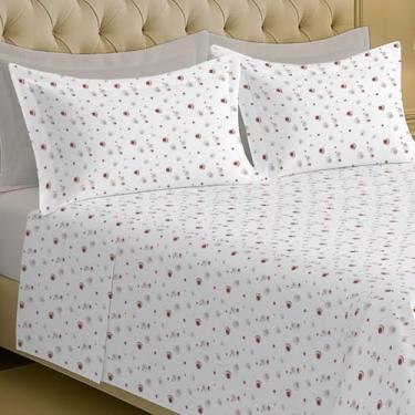 Imagem de Jogo de Cama 300 FIOS, várias estampas e tamanhos, 100% Algodão, Lençol Percal, 4 Peças - Bem Lunar (Casal, Bege Poá)