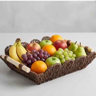 Imagem de Cesto Organizador Decorativo Artesanal Com Alça Marrom Casita