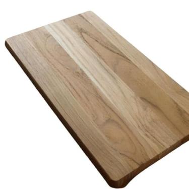 Imagem de Tábua para Churrasco Retangular 18mm de Madeira Tauari, Acabamento Lixado, Ideal para Cortes de Carne, Cor Marrom