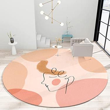 Imagem de Tapete redondo redondo, tapete de banheiro macio de arte moderna, tapete antiderrapante fofo para entrada, sala de estar, quarto, quarto de crianças, G, diâmetro 160 cm