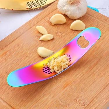 Imagem de Espremedor de alho de aço inoxidável, utensílios de cozinha, utensílios de cozinha com abridor de garrafa (ouro rosa)