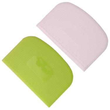 Imagem de Raspador de massa dura com 2 peças, raspador de massa de plástico, raspadores práticos de banco, raspadores de alimentos multiuso para cobertura de fondant, 14,5 x 9,7 cm, branco, verde