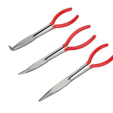 Imagem de Conjunto de 3 pinças para cadinho – Boca curva reta 45° 90° com cabeça de aço de alto carbono forjado e cabo resistente ao calor – para manutenção de laboratório de derretimento GoldSilver DIY