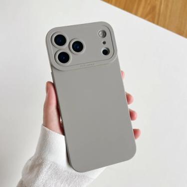 Imagem de SFDSUH Capa protetora de lente de câmera para iPhone 16, em silicone macio e resistente a impactos (para iPhone 16/cinza titânio)