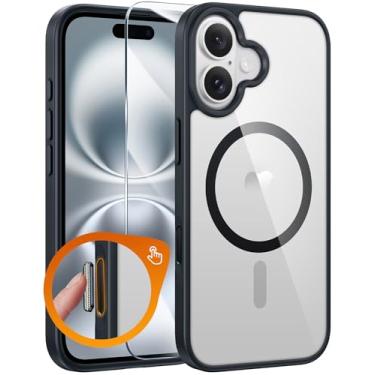 Imagem de FNTCASE Capa de celular para iPhone 16: Suporte para controle de câmera captação magnética de grau militar proteção contra quedas anti amarelamento capa de celular - capas transparentes resistentes à