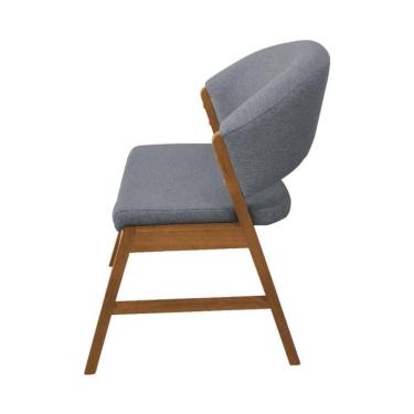 Imagem de Cadeira De Jantar Madeira Maciça Débora Linho Premium Cerejeira;Cinza Linho