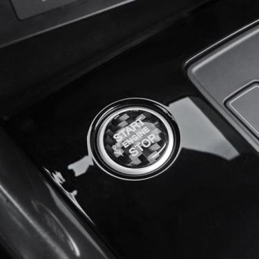 Imagem de BETTERHUMZ Adesivo de botão de parada de partida do motor de carro compatível com Audi A3 8Y S3 RS3 Sportback 2021-2025 Fibra de carbono botão de controle acessórios de ajuste interior (preto)