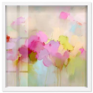 Imagem de Pink and Chartreuse II Shadowbox Print Living Room Wall Art por Art Remedy, moldura branca, 33 x 33