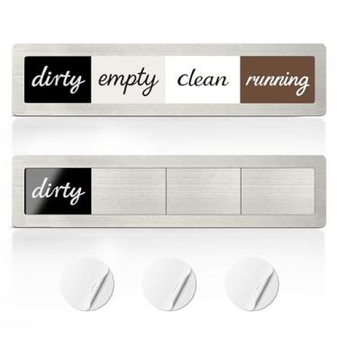 Imagem de EliteSign Ímã limpo e sujo para máquina de lavar louça, placa de lava-louças 4 opções, limpar sujo, correr vazio, placa suja de aço inoxidável fácil de deslizar, adesivo sem marcação incluído