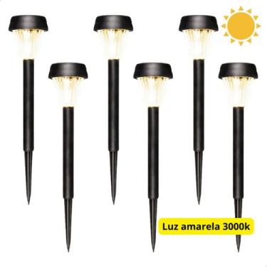 Imagem de Kit 6 Luminárias Espeto Solar Jardim Balizador ABS 3000k - Ecoforce